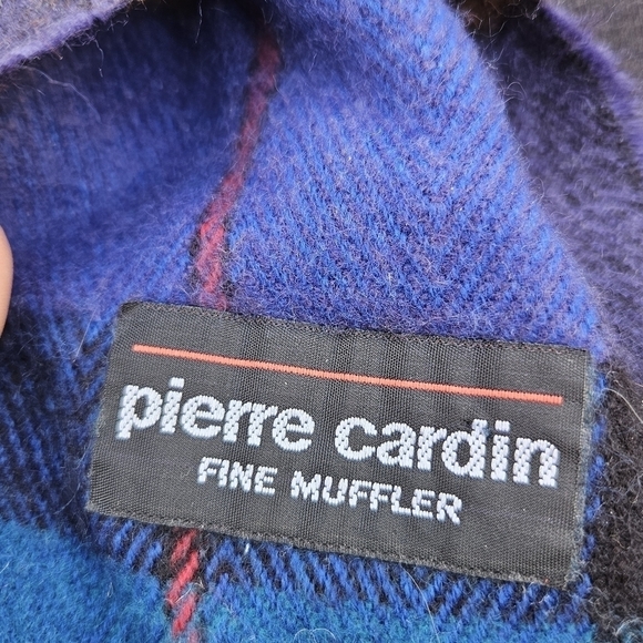 Pierre Cardin fine muffler tartan plaid green blue - Picture 2 of 2